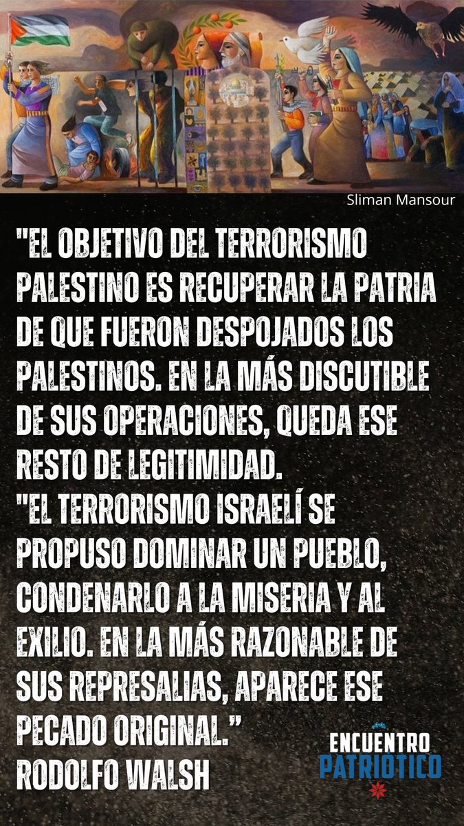 En 1973 Rodolfo Walsh realizó un viaje a Palestina con el fin de dar cuenta de lo que allí ocurria. Publicados en el 74, los articulos de Walsh, conservan vigencia, ya que, en efecto, la masacre sobre el pueblo palestino es un genocidio que se prolonga en el tiempo.
#Gaza