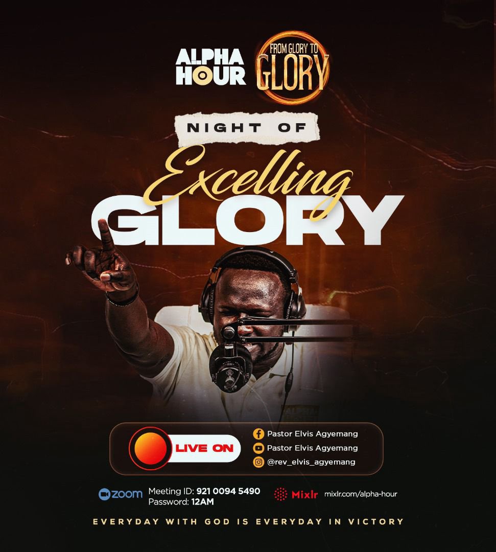 The glory of the Lord will cause you to excel in every area of your life in the name of Jesus.   Tell a friend and a loved one not to miss this encounter tonight on Alpha Hour  

 #AlphaHour #FromGloryToGlory