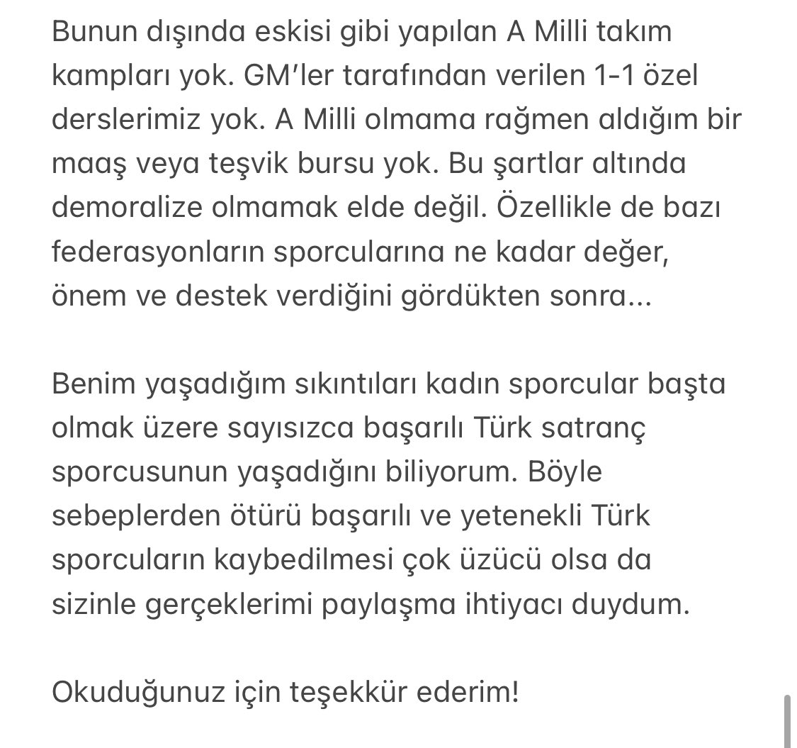 Satranç kariyerime ve Amerika'da öğrenimimi sürdürmeme dair tüm Türk satranç camiasına açıklamam: