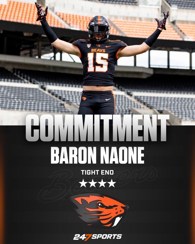 Baron Naone (@baronnaone) on Twitter photo Blessed and excited!! To announce my commitment to Oregon State University!! I would like to thank my family, friends, and coach’s who have helped me get to this point! <a href="/BrandonHuffman/">Brandon Huffman</a> <a href="/jon_eagle/">Coach Eagle</a> <a href="/Coach_Smith/">Jonathan Smith</a> <a href="/CoachWozniakTE/">Brian Wozniak</a> <a href="/flyguyhuey5/">Houston Lillard</a> <a href="/JakeCookus/">Coach Jake Cookus</a> <a href="/MikeDoc40/">Michael Doctor</a> @robertcolemoore Blessed and excited!! To announce my commitment to Oregon State University!! I would like to thank my family, friends, and coach’s who have helped me get to this point! <a href="/BrandonHuffman/">Brandon Huffman</a> <a href="/jon_eagle/">Coach Eagle</a> <a href="/Coach_Smith/">Jonathan Smith</a> <a href="/CoachWozniakTE/">Brian Wozniak</a> <a href="/flyguyhuey5/">Houston Lillard</a> <a href="/JakeCookus/">Coach Jake Cookus</a> <a href="/MikeDoc40/">Michael Doctor</a> @robertcolemoore