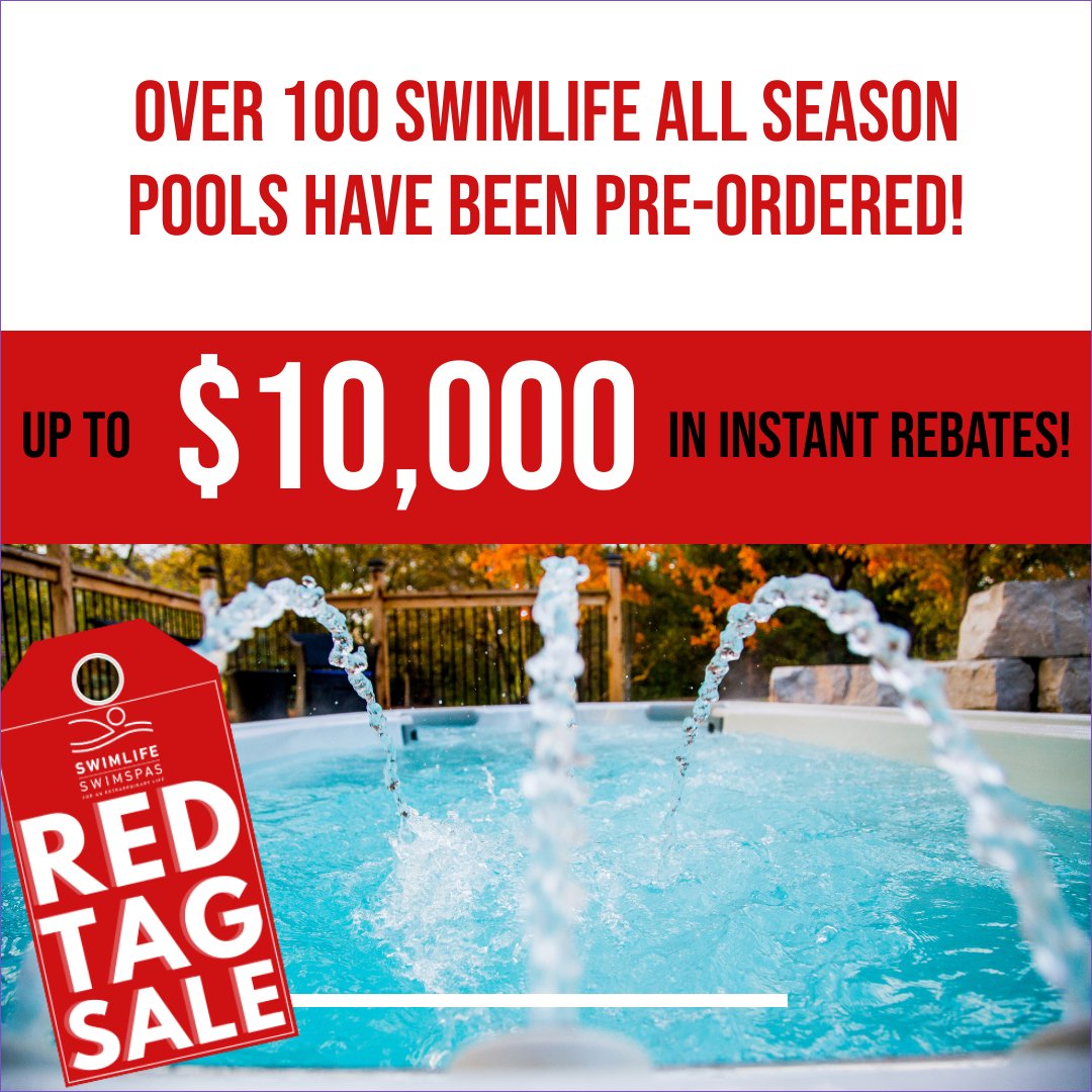 Attend our special Red Tag Sale and make a splash! Save up to $10,000 on all-season pools!

bit.ly/3pII3fb