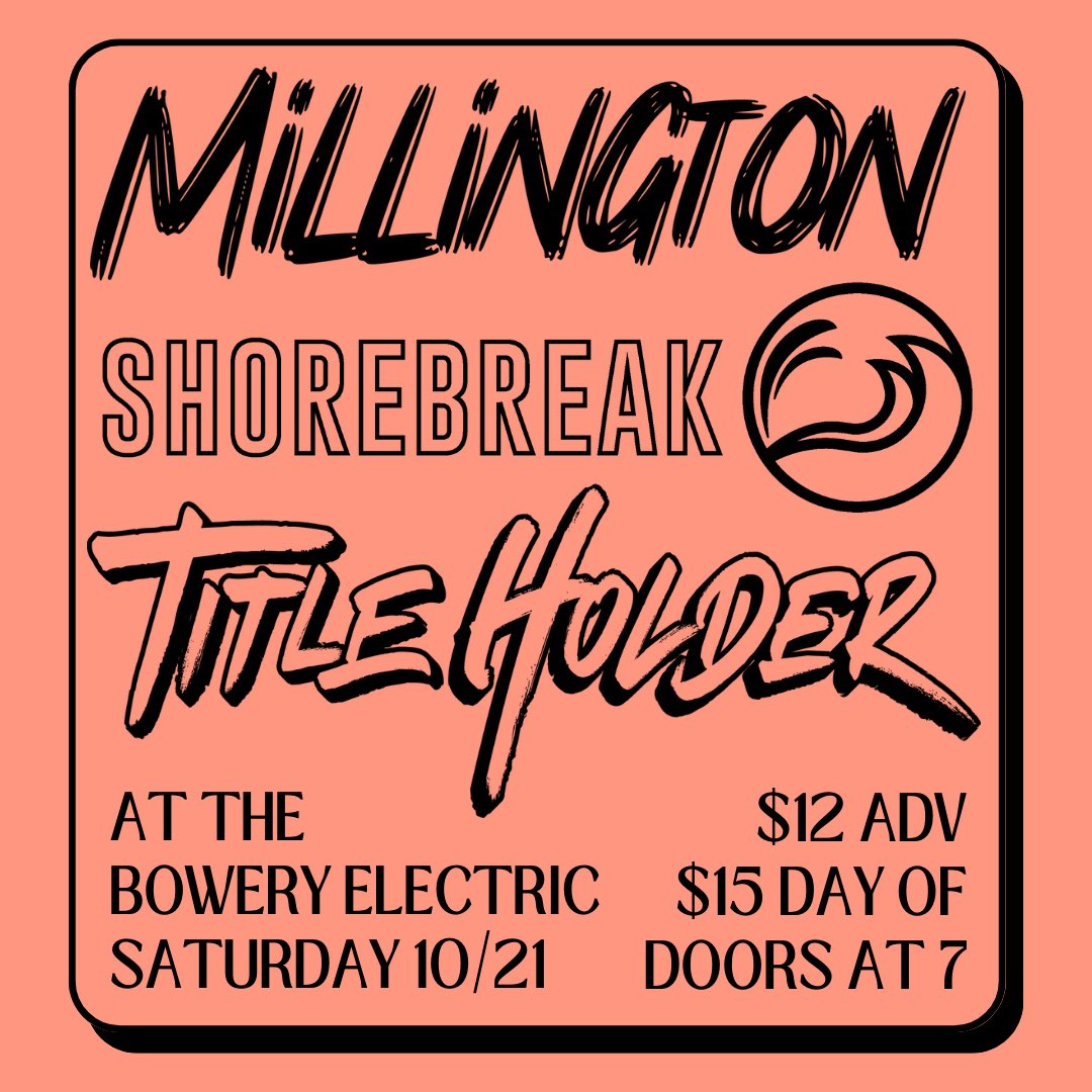 TOMORROW! 

Catch us at <a href="/boweryelectric/">The Bowery Electric ⚡️</a> with <a href="/Millingtweets/">Millington</a> and <a href="/TitleHolderBand/">⚠️❗️TITLE HOLDER❗️⚠️</a>! 

Doors at 7pm. 

Be there!