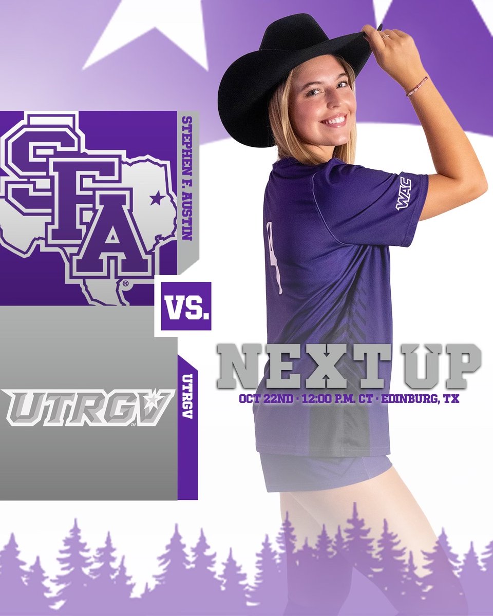Showdown in Edenberg ‼️

SFA vs UTRGV
💜 🆚 🤠
📅: 10.22.23
⏰: 12:00 PM
📍: Edenburg, TX
🎥: ESPN+

#AxeEm x #RaiseTheAxe x #SetTheTone