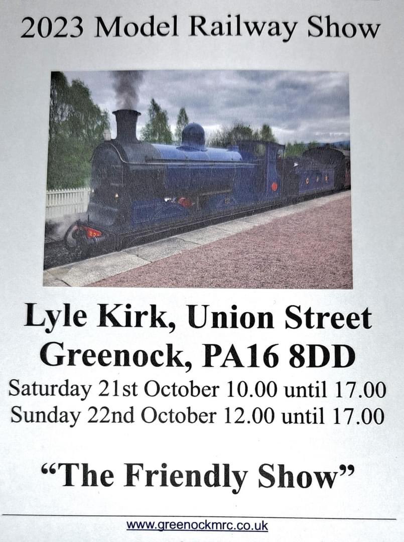 SRhobbies's tweet photo. We’re off to Greenock Model Railway Show this weekend! More details about the show below ⬇️ 

We will have a vast range of our own products and Tiny Diecast available. 

#greenock #modelrailwayshow #modeltrains #tmrguk https://t.co/iVTNrhNJwy