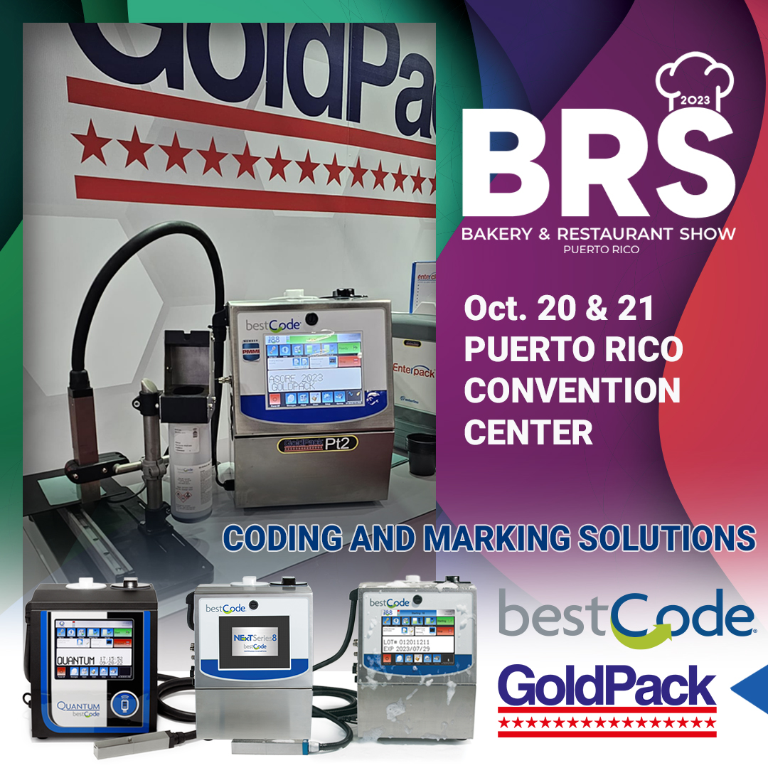 bestcodecoding's tweet photo. See #BestCode-GoldPack at the Asociación de Restaurantes de Puerto Rico (ASORE) Bakery &amp; Restaurant Show October 20-21 in the Puerto Rico Convention Center. 
https://t.co/na4hKmEDRy
#codingandmarking #markingsolutions #datecoder #cij #manufacturingautomation #precisionprinting https://t.co/vZzEZQGbMJ