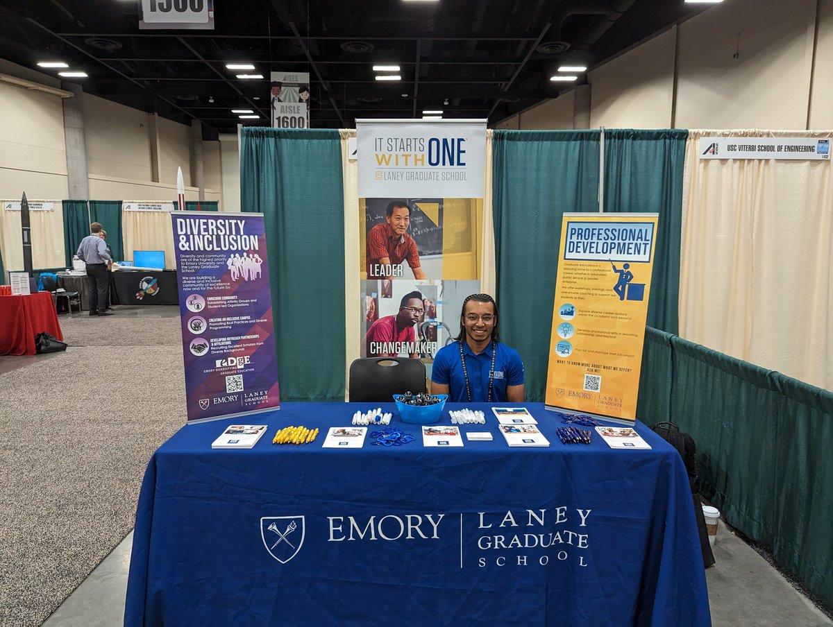 Another day, another opportunity to meet potential graduate students! Today we are at the 2023 National @AISES Conference. If you are here stop by our booth (#1434) & learn more about @EmoryUniversity, @laneygradschool programs & our summer research! #DiversityisExcellence
