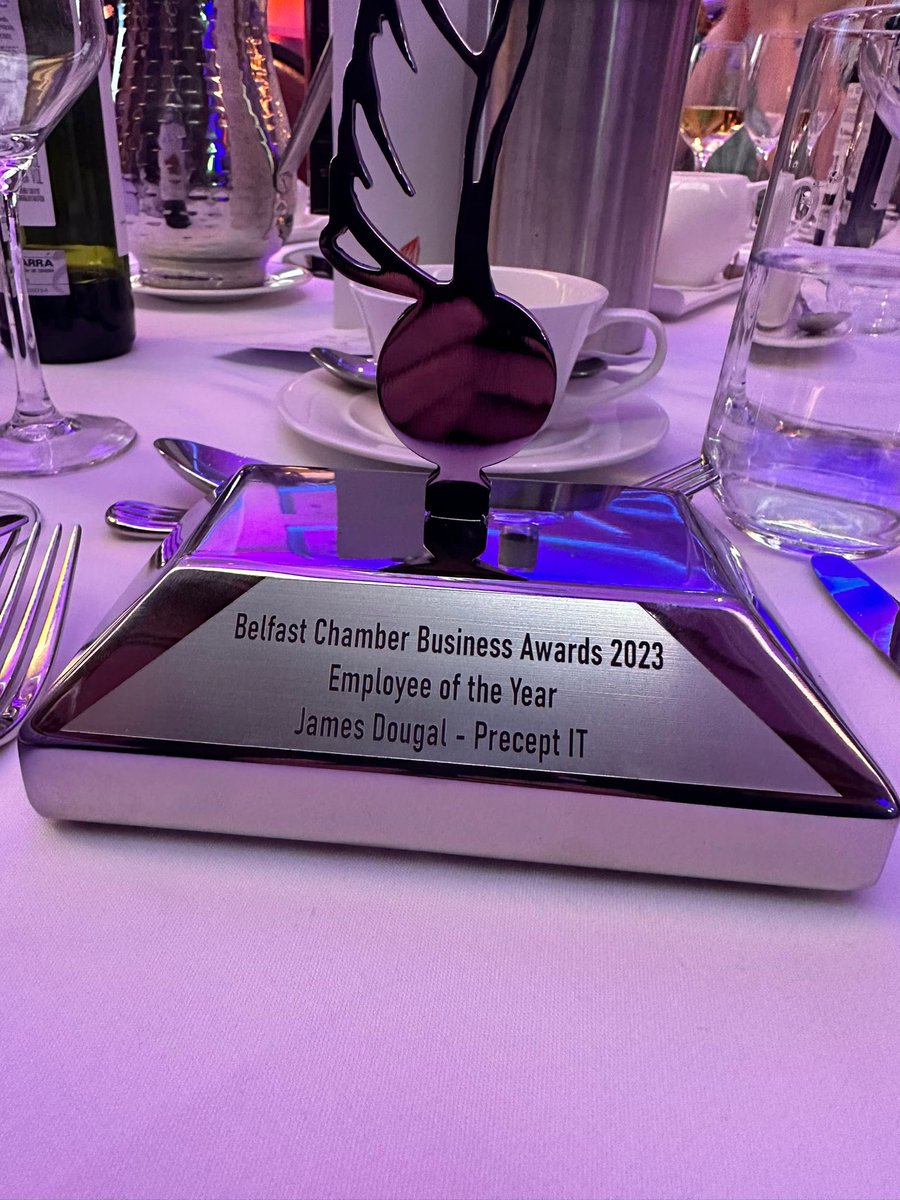 PreceptIT's tweet photo. Congrats to James Dougal winning Employee of the year in the Belfast Chamber Business Awards 2023 #belfast
#belfastchamber https://t.co/QZw1oQeSQR