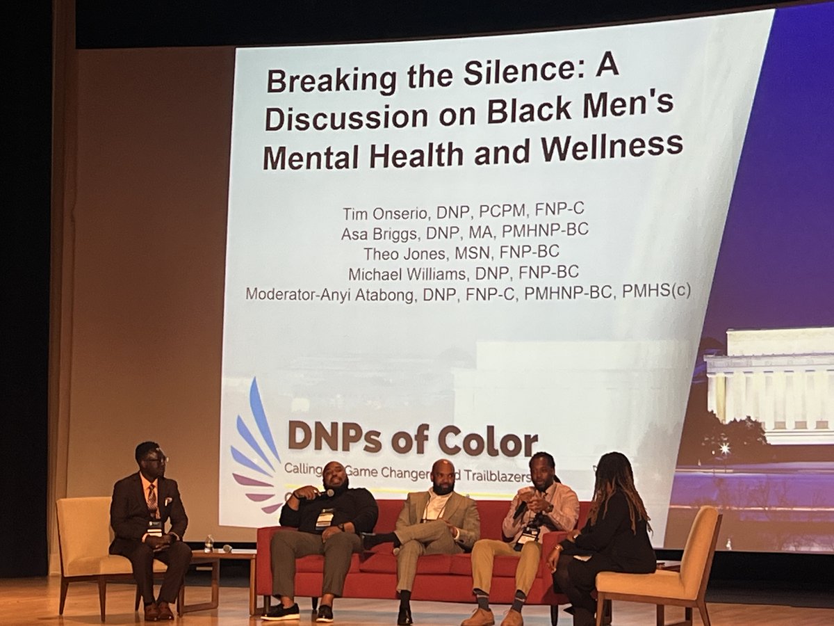 LucindaCantyPhD's tweet photo. It was nice to listen to and see these beautiful Black men in nursing talk about their work. Uplifting the importance of Black men's mental health and wellbeing. #DNPsofColor https://t.co/jJRQWCmTAO