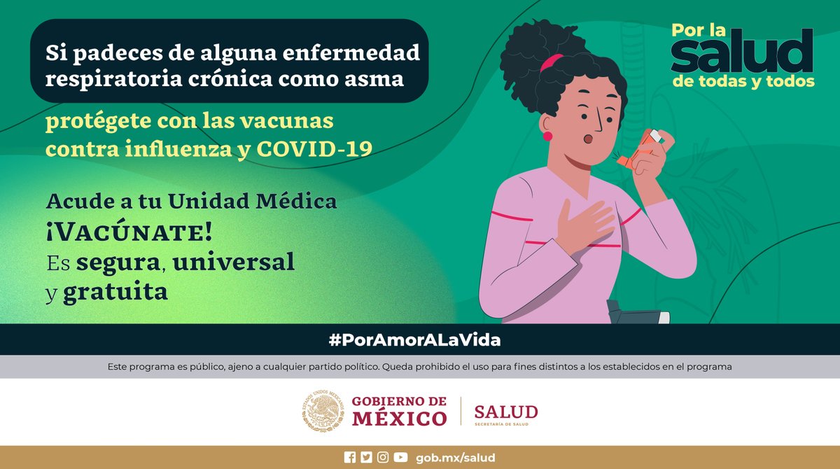 Contra #Influenza y #COVID19 ¡Vacúnate! 🤧 💉 Evita enfermedades respiratorias, vacúnate contra #influenza y #COVID19, por tu bienestar y #PorLaSaludDeTodosyTodas La vacuna es segura, universal y gratuita #PorAmorALaVida