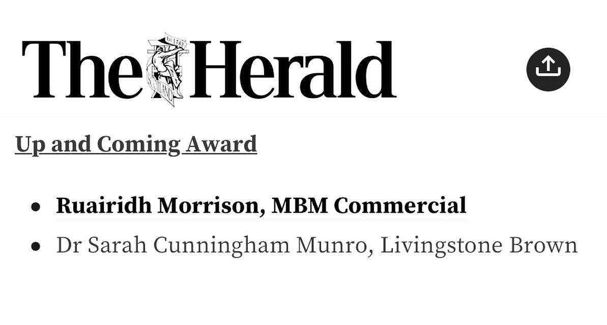 Here we go again!

Humbled and delighted to be shortlisted as a finalist in the 'Up and Coming Award' category at this year's Herald Law Awards of Scotland 🏴󠁧󠁢󠁳󠁣󠁴󠁿 

Here's hoping the second time's a charm ... 🤞