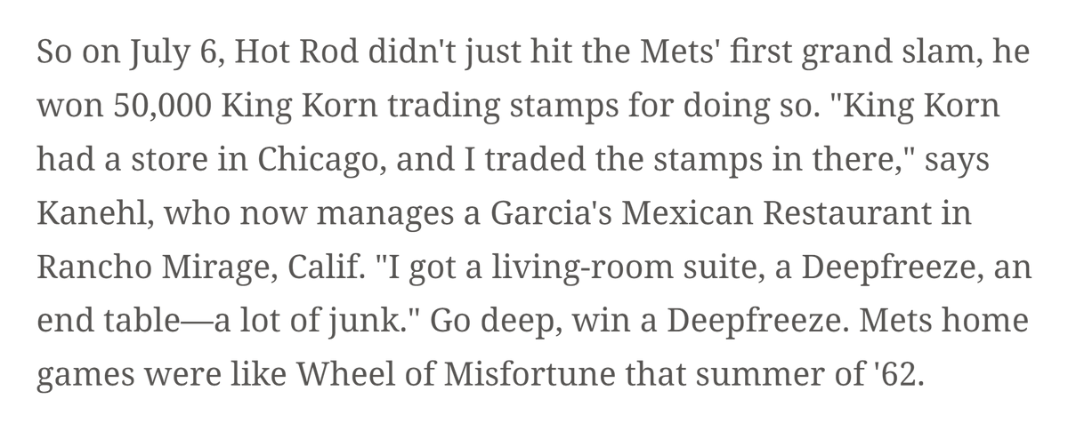 UTZAAKE's tweet image. Anyone else notice King Korn trading stamps advertisement to right of visiting team's bullpen in left field? Here's a Hot Rod Kanehl story about those stamps from a #SteveRushin article about 1962 #Mets in 5/25/1992 #SInow. #Cardinals #flagstafffilms 

Chicken wire?