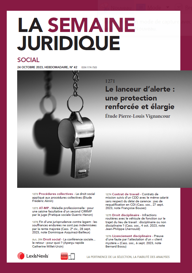 JCP_Social's tweet image. À la une du JCP S n° 42 #Lexis360 #LexisKiosque (lexiskiosque.fr) une étude de Pierre-Louis Vignancour : "Le lanceur d’alerte : une protection
renforcée et élargie" 

Bonne lecture et bon week-end !