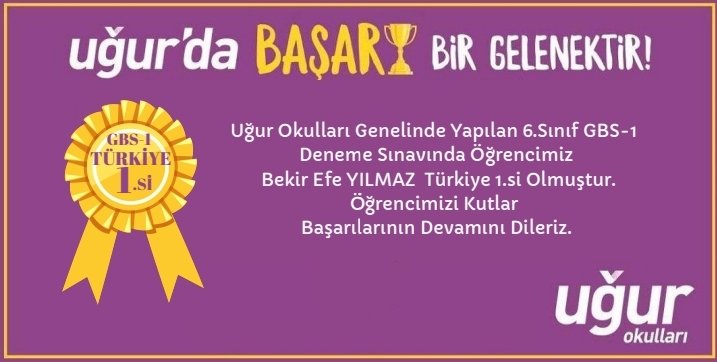 UOCalli's tweet photo. 6.SINIFLAR GBS-1 DENEME SINAVI TÜRKİYE 1.Sİ 
BEKİR EFE YILMAZ🎯
Uğur Okulları genelinde yapılan 6.sınıf GBS-1 deneme sınavında öğrencimiz Bekir Efe Yılmaz Türkiye https://t.co/gwCSbMODBE olmuştur. Öğrencimizi tebrik eder, başarılarının devamını dileriz🎯👏 https://t.co/27WzkTgO3V