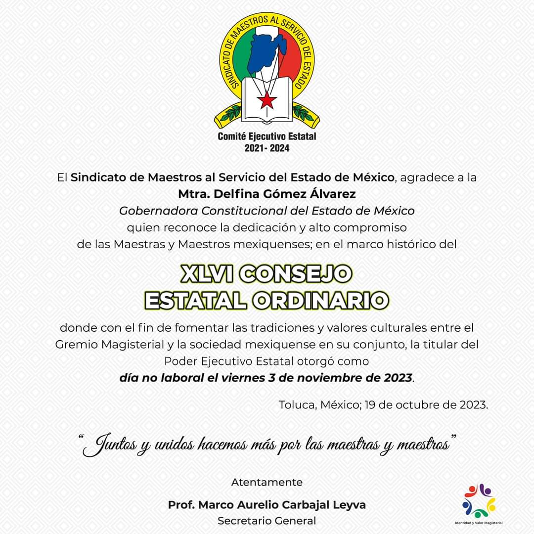 Quehayen's tweet photo. Que los días 1, 2 y 3 de noviembre no habrá clases en el Edomex. https://t.co/M11ZMlbfbN