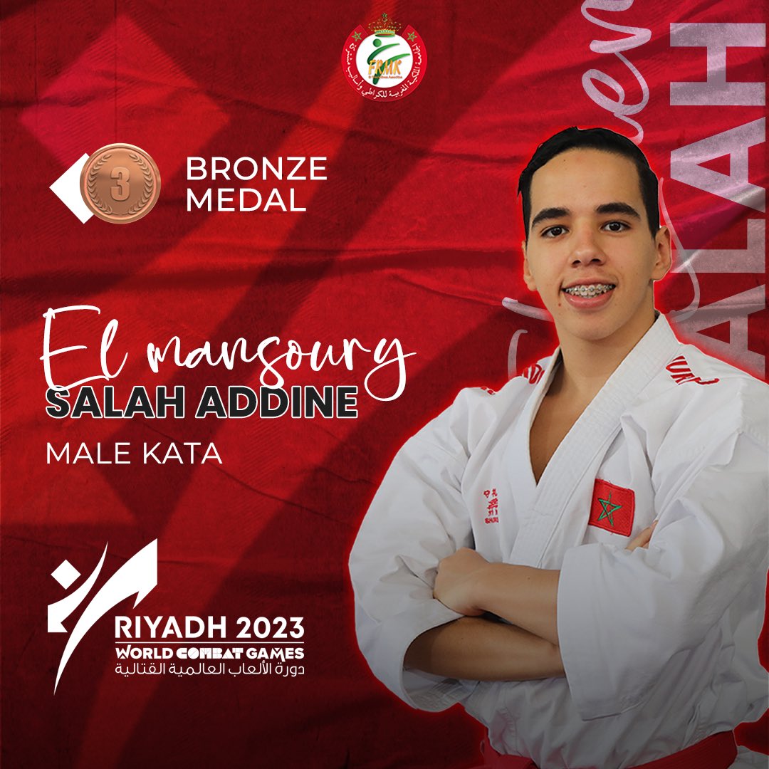 هنيئا للبطل المغربي صلاح الدين المنصوري الميدالية البرونزية بالألعاب العالمية القتالية 🥋

#riyadh #bronze #medal #combatgames