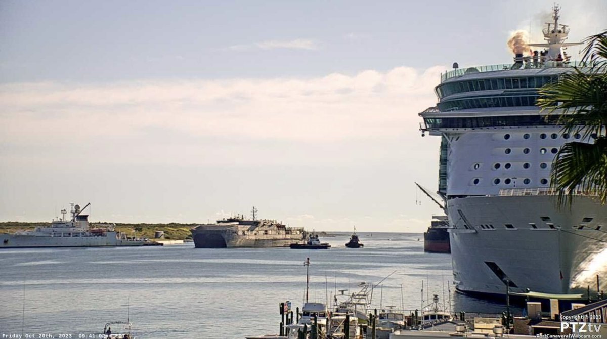 WarshipCam's tweet photo. USNS Carson City (T-EPF-7) Spearhead-class expeditionary fast transport coming into Port Canaveral past USNS Pathfinder - October 20, 2023 #tepf7 #usnscarsoncity
SRC: webcam / https://t.co/TE0vJ0W2SO / https://t.co/iPmyZ2A17i https://t.co/D34FCw5iWW