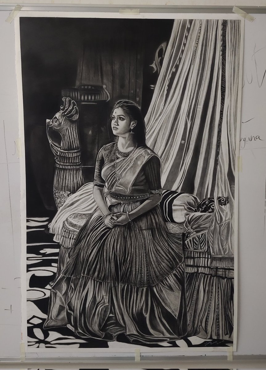 Bobby137Kumar's tweet photo. @KeerthyOfficial The National Film Award Winner @KeerthyOfficial 

3*4 feet realistic pencil portrait.
Artist: Bobby Saladi https://t.co/l1Euw7gTHY