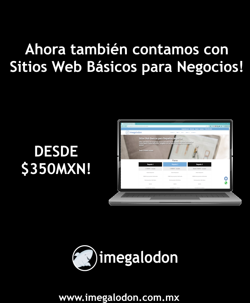 imegalodonMX's tweet photo. A partir de Noviembre contaremos con Sitios Web Básicos para Negocios, desde $350MXN al año!, para que si o si cuentes con presencia en internet!

Puedes conocer los paquetes que tendremos en Noviembre en: https://t.co/DQKvE5jvdU https://t.co/uqDgGmYVI0