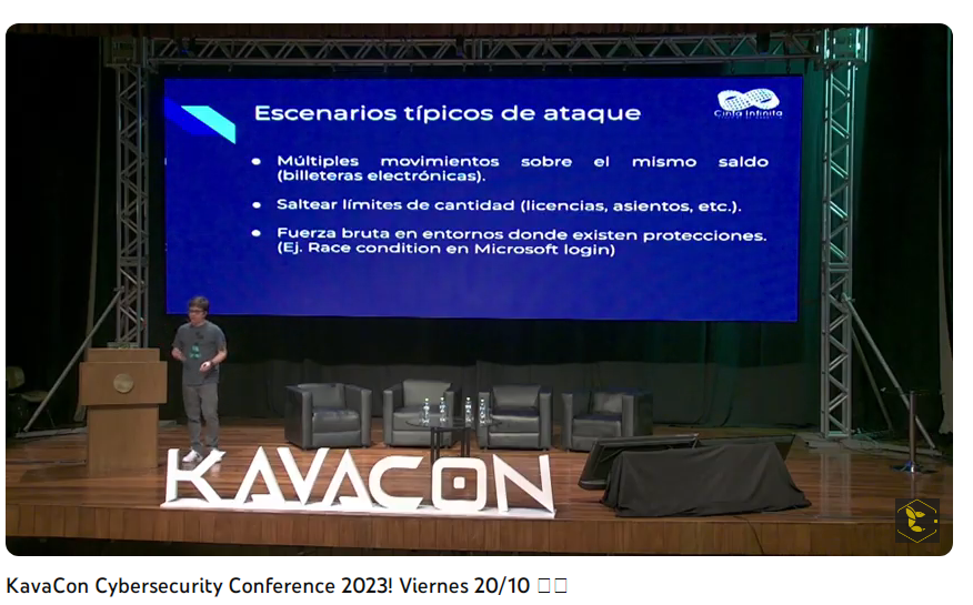 AdrianneGonz1's tweet photo. Con nosotros el capo @iampuky presentando algo sobre el Race Conditions en @KavaConPy. Seguimos con nuestras charlas #Kavacon2023 #kavacon #ciberseguridad #Paraguay @cintainfinita https://t.co/UmOh7g63A5