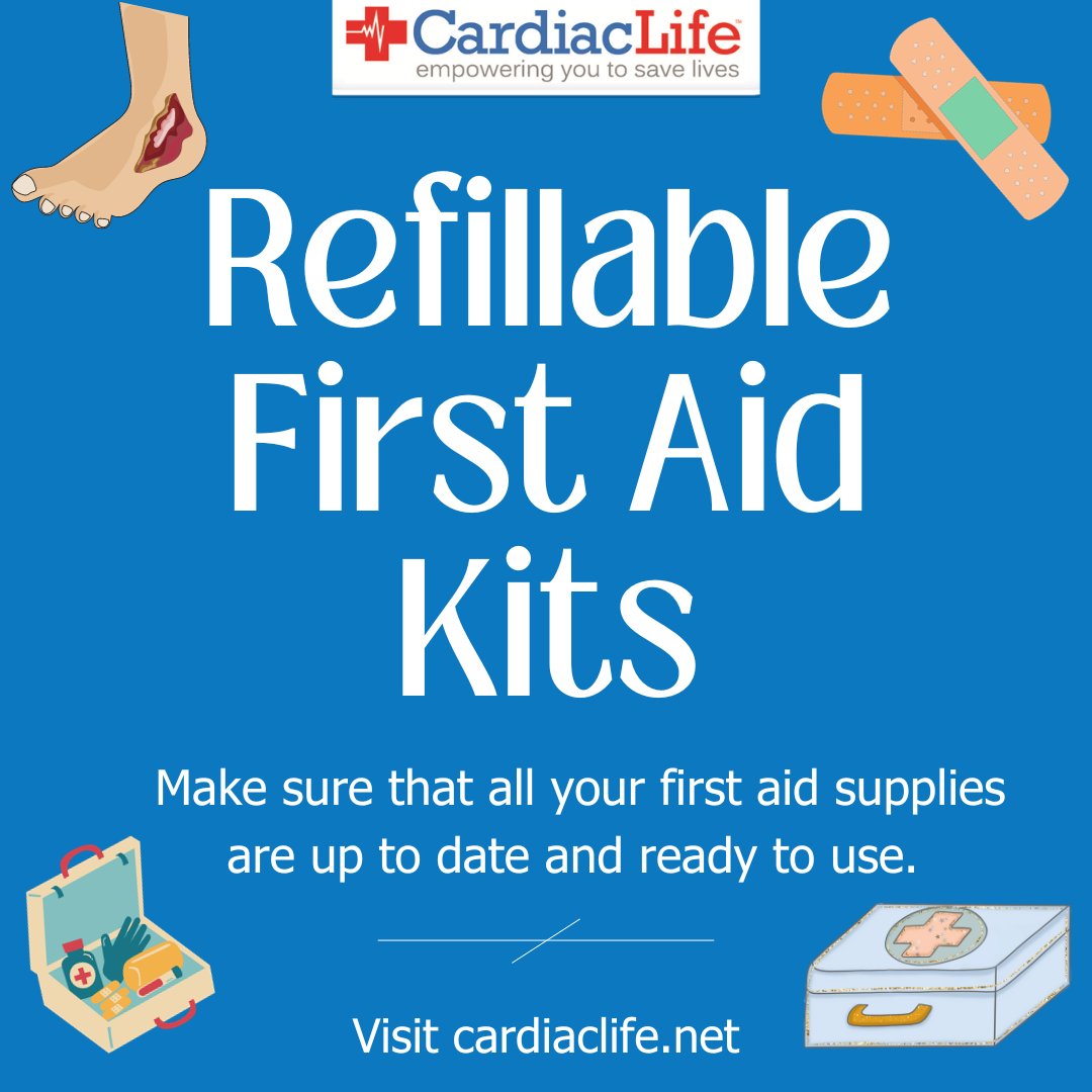 cardiaclife's tweet photo. Make sure your first aid kit supplies are all up to date. Visit https://t.co/31WENo6fNy

#rescueready #aed #cpr #cprsaveslives #mobilizerescuesystems #safety #cardiacarrest #basiclifesupport #firstaidkit https://t.co/V5cw3DwVnk