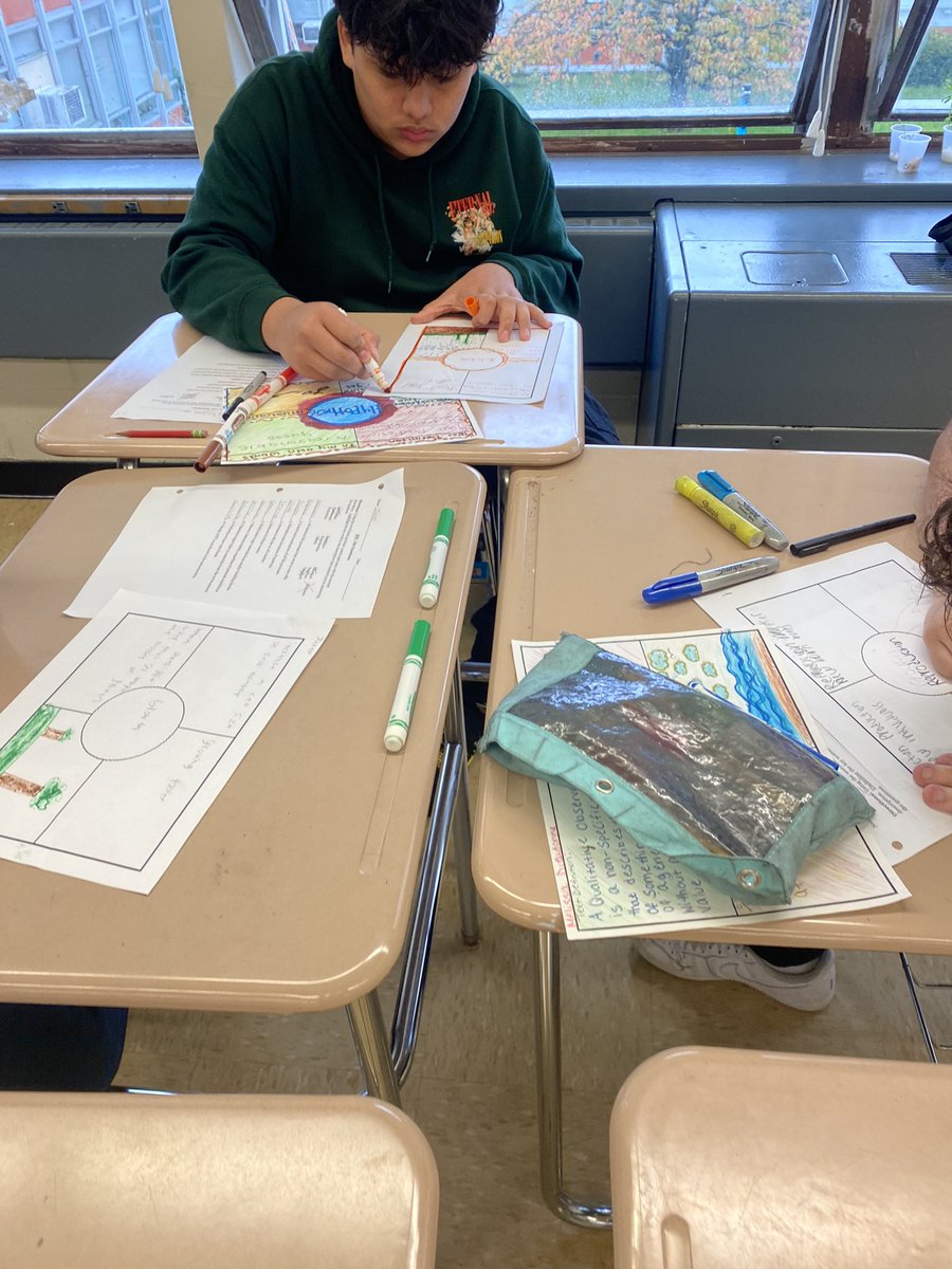 Living Environment students working on their own version of the Frayer Model where they write the definition of their vocabulary word, write it in their own words, use it in a sentence, and draw a picture! <a href="/GCSD_Science/">GCSD_Science</a> <a href="/GCSD_HighSchool/">Glen Cove High School</a>