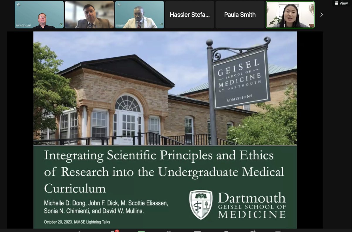 Thanks @iamse for the opportunity to present our work on improving our @geiselmed Scientific Principles/Ethics (LCME 7.3) curriculum in the 2023 Virtual Forum. It was great to connect with colleagues around the world and share our work and passion for student-centered learning!
