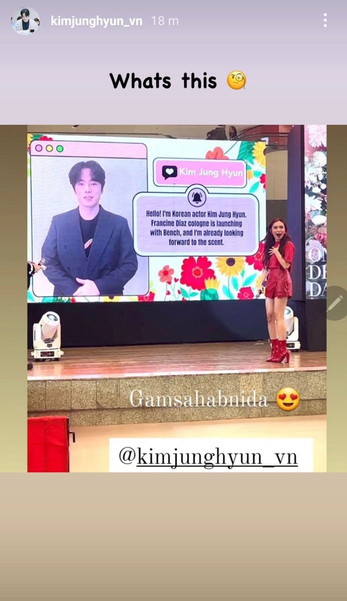 MyzonedrOnG's tweet photo. I noticed this story in IG of #KimJungHyun fans screenshot. 
Anyone can clarify what is this all about? He is coming back in perfume commercial? https://t.co/PefVlex34F