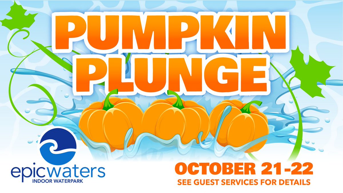 Pumpkin Plunge starts tomorrow! This is a FREE activity happening this weekend! 🌊

Jump in, grab a pumpkin, and decorate it all your own! 🎃

*Must be 14 years old or younger to participate* 

#epicwatersgp #pumpkinplunge #october #spookyseason