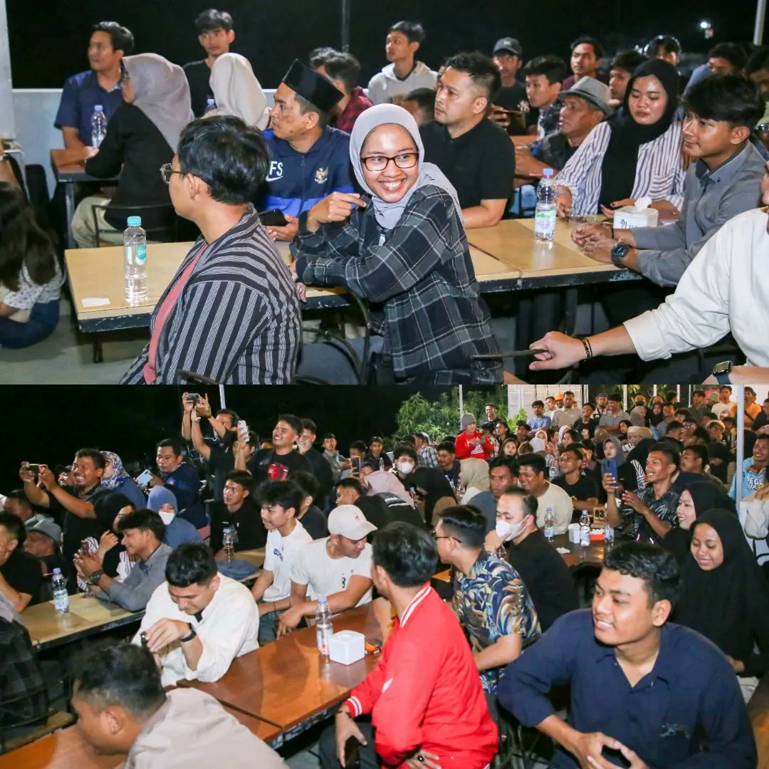 psi_id's tweet photo. Pertemuan Mas Ketum Kaesang dengan anak-anak muda dan influencer di Indramayu jadi penutup kegiatan hari ini, Sis dan Bro✨🙌🏻

Seru sekali,ngobrol dengan anak muda emang ga ada habisnya yagesyaa😌

Setiap pertemuan dengan siapapun, Mas Ketum Kaesang selalu menitip pesan untuk hormati siapa pun capresnya. Menjaga perdamaian dan tidak berpikir negatif😎

Adem ya kalau semua politisi berpikiran kayak Mas Ketum? Politik jadi makin asik dan #antiruwetclub 

Anak muda, yuk sama-sama bangun Indonesia! Ciptakan pemilu damai tanpa hoax! 

Yang jomblo mending bangun Indonesia dulu aja yuk, daripada nunggu bangun rumah tangga sama dia, tapi ga pernah direspon🙃 *eh gimana?

#GenerasiOptim15
#NoGolputGolputClub
#PolitikRiangGembira