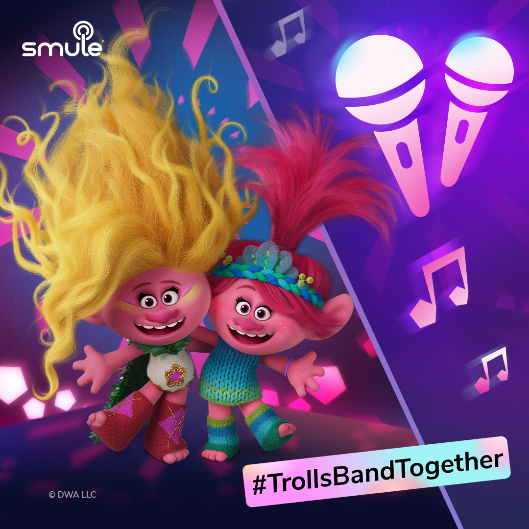 Ready for some non-stop pop with #TrollsBandTogether on Smule? 🤩 Join us for a celebration of music and togetherness. ✨ Share your performance with #TrollsBandTogether for a chance to win a private screening of the movie for you and your friends: bit.ly/46AZcI2