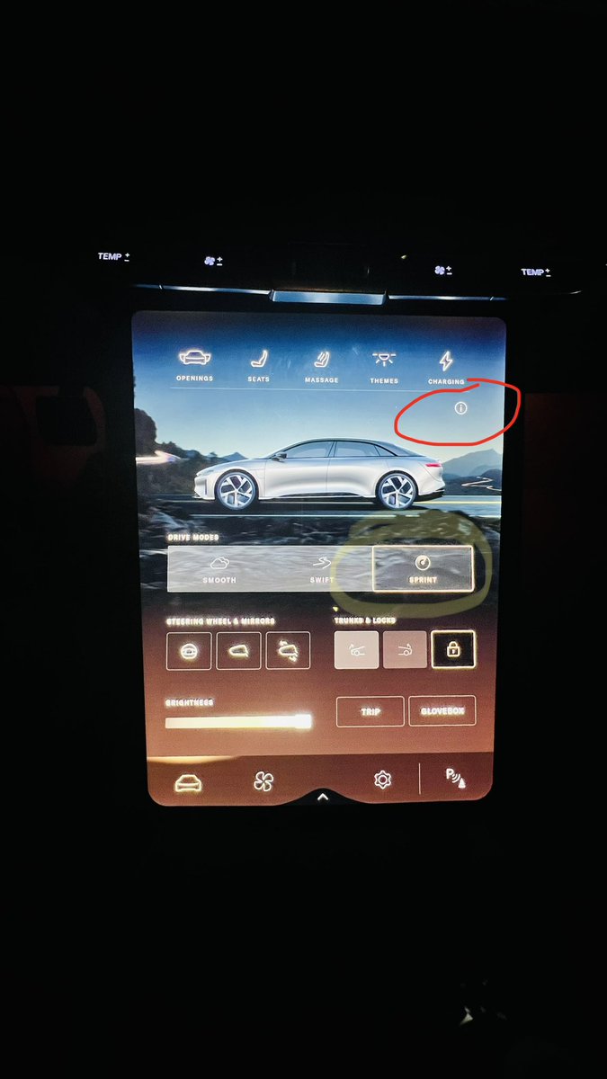 Tesla2Lucid's tweet photo. #LucidOwners peeps: I’ve never seen this before, so not sure if it’s a recent update, or my lack of observation skills! There’s a little informationℹ️ icon that pops up when you put the car into Sprint mode. When you click on it, it tells you how to engage #LucidLaunch https://t.co/Nyyu3YXVOb