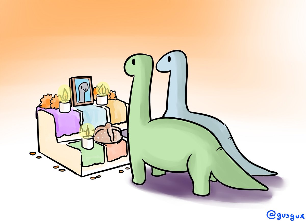 Gusgux's tweet photo. los dinosaurios poniendo su ofrenda han visitado tu timeline.
Dales RT para que se sienta el espiritu del diademuertos que ya mero llega UuU https://t.co/nJyse4R7pY