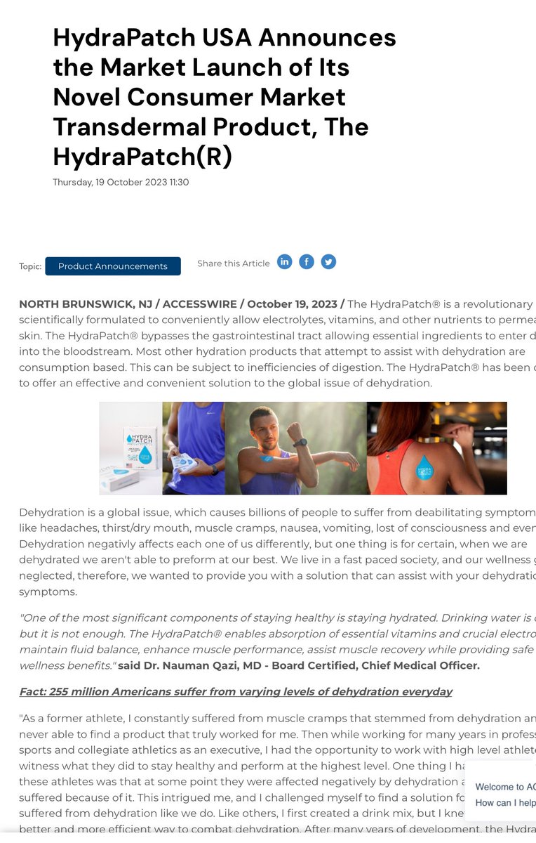 CompagniJoe's tweet image. It’s here! The HydraPatch has provided athletes at all levels with electrolytes &amp;amp; other nutrients to help manage their wellness. Now you can try it out too. Use code Coachjoe10 at checkout . linkedin.com/feed/update/ur…