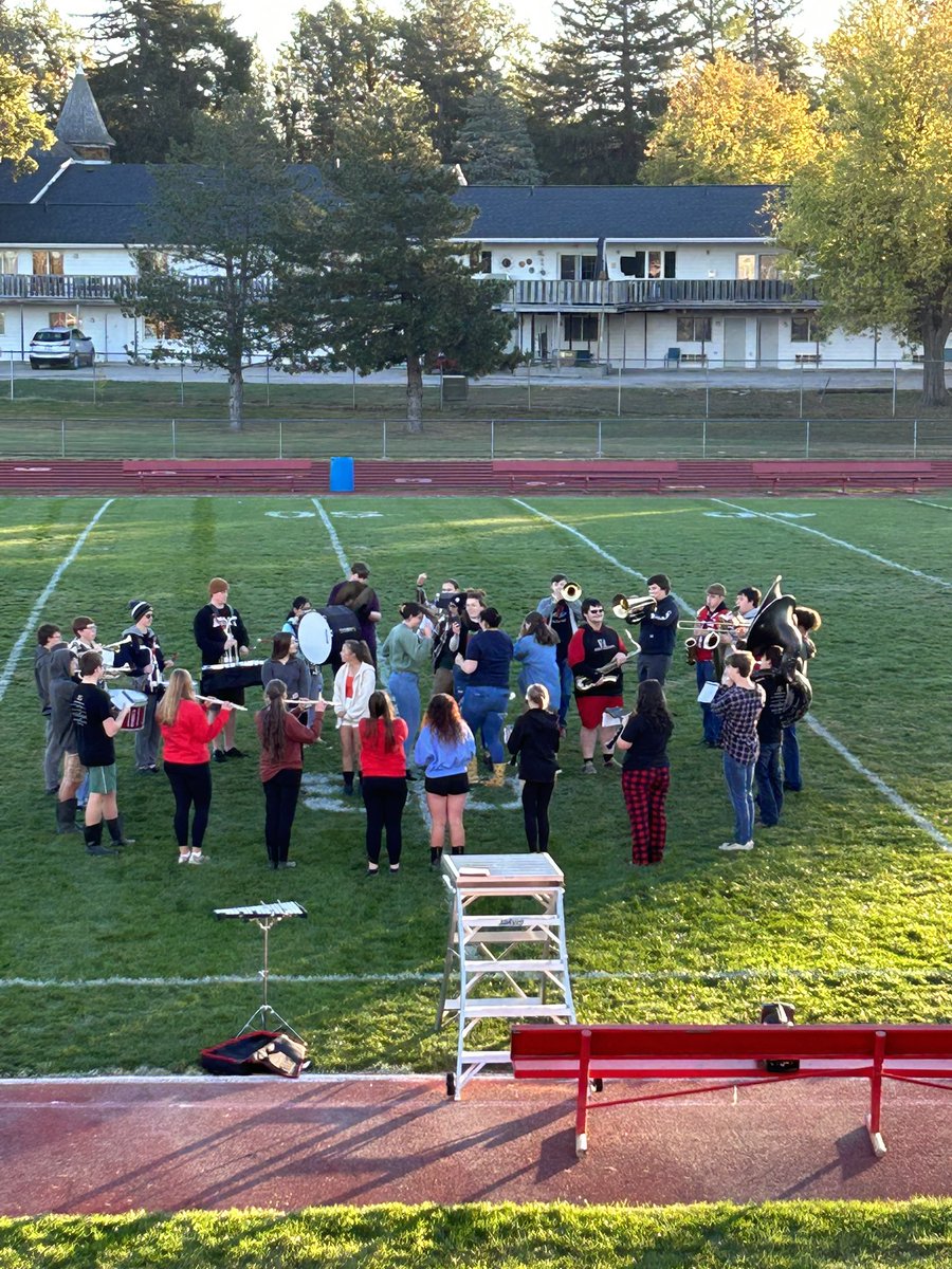 This morning was our last marching band rehearsal of the season &amp; the last rehearsal for the seniors. As is our tradition, we formed a circle around them &amp; honored them by playing the fight song. They will also be recognized at halftime tonight! 🎼🎵