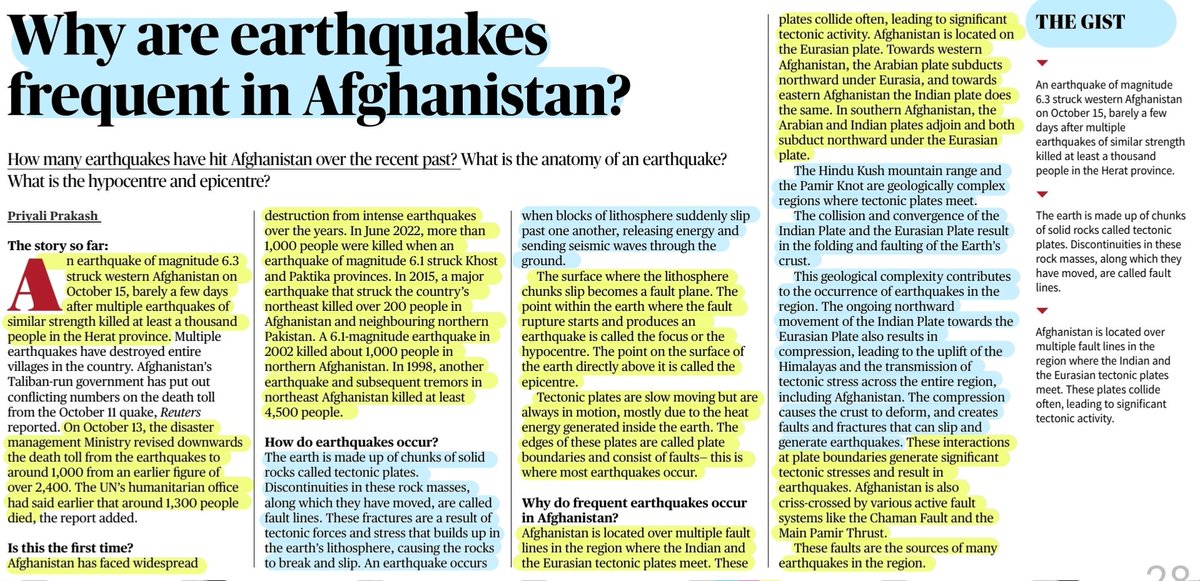 imRavikantYadav's tweet photo. #Earthquakes
'Why are Earthquakes frequent in Afghanistan?'
: Explained
#Afghanistan #AfghanistanEarthquake #Tectonics #Lithosphere #FaultLines #FaultPlane
#Indian #Eurasian #Arabian #Plate
#HinduKush #PamirKnot
#ChamanFault #MainPamirThrust
#Geology
#UPSC
Source: TH https://t.co/wYN4ThWIju