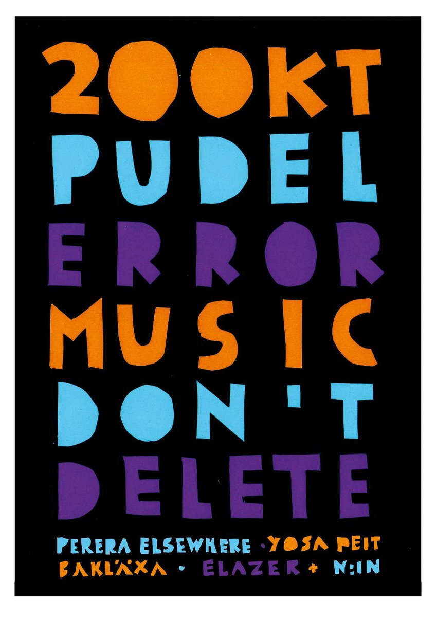 Heute @ #goldenpudelclub:

ERROR MUSIC – DON’T DELETE 

w/ Perera Elsewhere, Yosa Peit, 
Bakläxa, Elazer &amp; n:in 

The party after the synthesizer building workshop for girls*, trans*, inter* or non-binary @ barboncino! The Pudel takes its educational mission seriously ;)