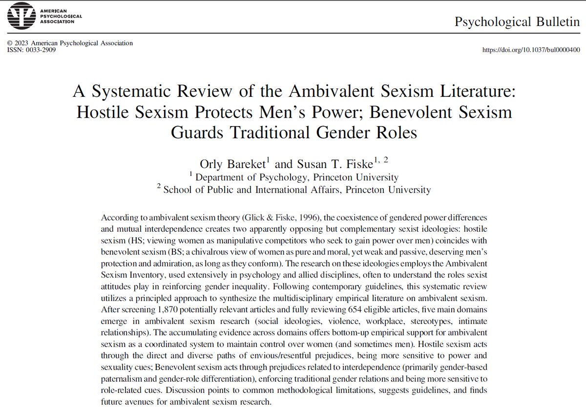 It's possible to be sexist without being hostile toward women. Benevolent sexism is viewing women as warm but weak. It limits them to traditional gender roles. We have to stop pigeonholing people based on their group. Gender is not a valid proxy for competence or character.