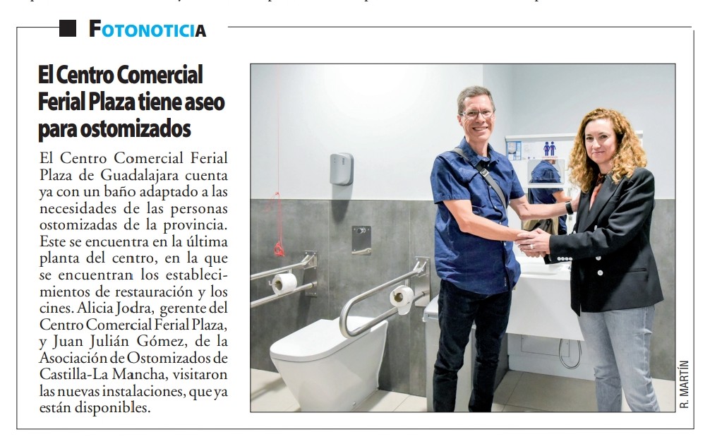 📢Estamos de estreno🩷

Nuevo aseo adaptado a personas ostomizadas en el <a href="/FerialPlaza/">CC Ferial Plaza</a>.

Mil gracias a la gerencia del centro por su compromiso desde el primer momento en que este proyecto tan bonito y necesario saliera adelante y a <a href="/NuevaAlcarria/">Nueva Alcarria</a> por hacerse eco de la noticia.