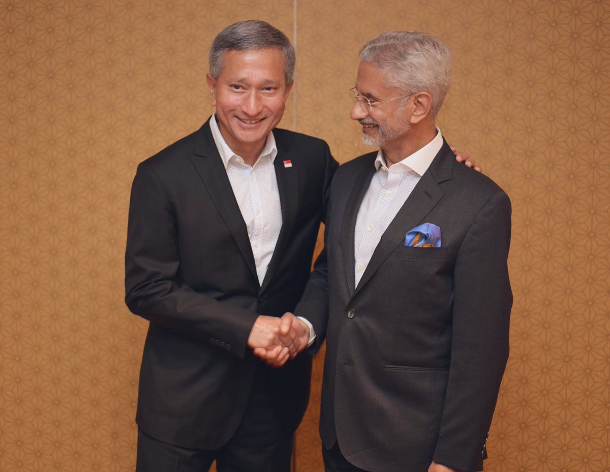 Dr. S. Jaishankar (@drsjaishankar) on Twitter photo Delighted to meet my good friend <a href="/VivianBala/">Vivian Balakrishnan</a>.
A comprehensive discussion on our strategic partnership and global developments. Delighted to meet my good friend <a href="/VivianBala/">Vivian Balakrishnan</a>.
A comprehensive discussion on our strategic partnership and global developments.