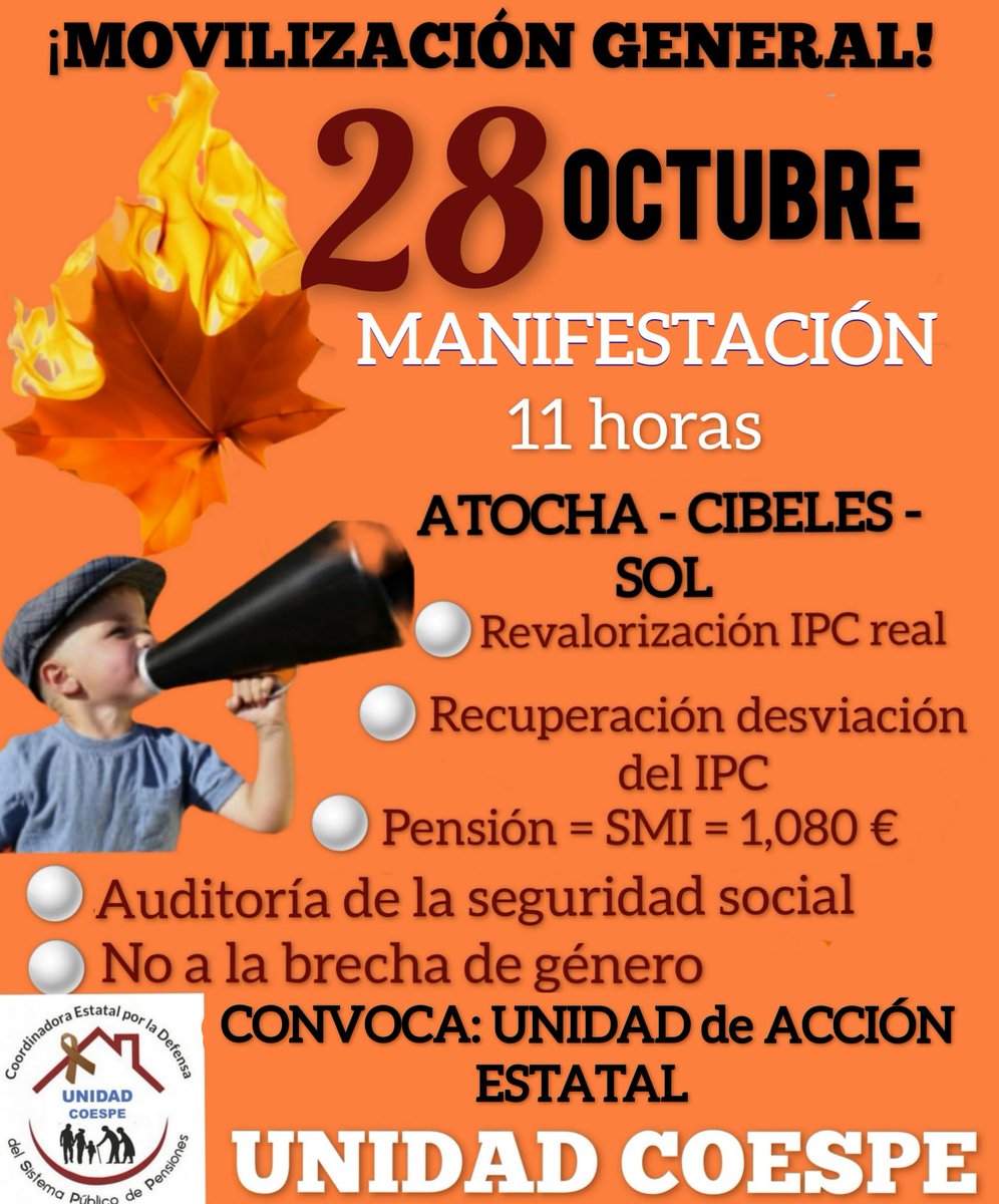 #PensionesDignasYa
#NoMasPrecaridad
#PensionesDignasYa
#NoMasPrecaridad
#PensionesDignasYa
#NoMasPrecaridad
#28DeOctubre
#NoALaMochilaAustriaca
N DEFENSA DEL SISTEMA ESTATAL DE PENSIONES.