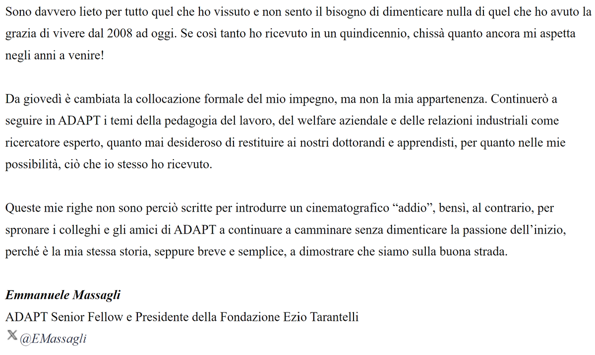 È la mia stessa storia, semplice ma ricca di grazia, a dimostrare che <a href="/adaptland/">ADAPTLAND</a> è sulla buona strada. Questo il mio ultimo pezzo sul <a href="/bollettinoADAPT/">bollettinoADAPT</a> come Presidente. Non potevo non ringraziare i tanti che mi hanno accompagnato in questi anni di responsabilità. Il cammino ora