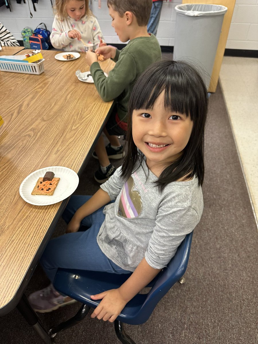 VaughanKinder's tweet photo. What’s the best way to end a day of learning about characters and settings with the book “Spookley the Square Pumpkin”?  Make an edible version of course!  #soaron https://t.co/7b6DdkBWzs