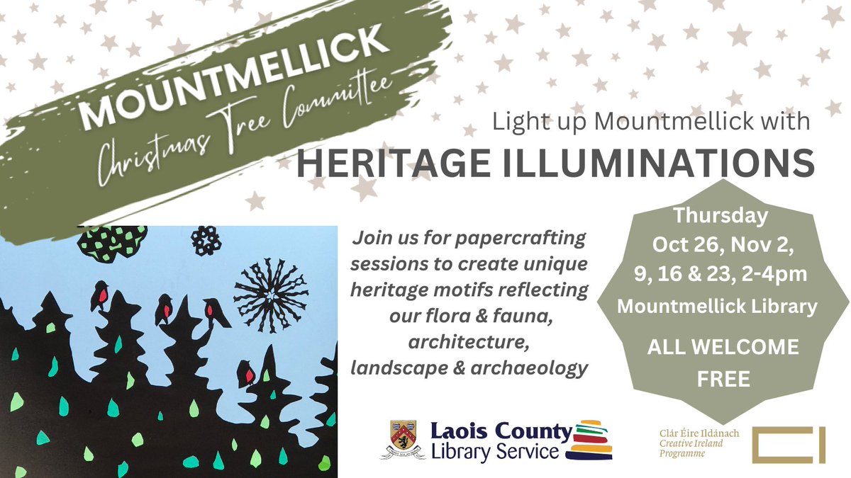 Creative Laois (@creativelaois) on Twitter photo All welcome to week 2 of the paper crafting workshops inspired by local heritage including flora and fauna, architecture, landscape, archaeology.
<a href="/LaoisToday/">Laois Today</a> <a href="/MountmellickPa1/">Mountmellick Parish</a> <a href="/mountmellickgaa/">Mountmellickgaa</a> <a href="/webmill/">Webmill Mountmellick</a> <a href="/LaoisLibraries/">Laois Libraries</a> <a href="/LaoisCouncil/">Laois County Council</a> All welcome to week 2 of the paper crafting workshops inspired by local heritage including flora and fauna, architecture, landscape, archaeology.
<a href="/LaoisToday/">Laois Today</a> <a href="/MountmellickPa1/">Mountmellick Parish</a> <a href="/mountmellickgaa/">Mountmellickgaa</a> <a href="/webmill/">Webmill Mountmellick</a> <a href="/LaoisLibraries/">Laois Libraries</a> <a href="/LaoisCouncil/">Laois County Council</a>