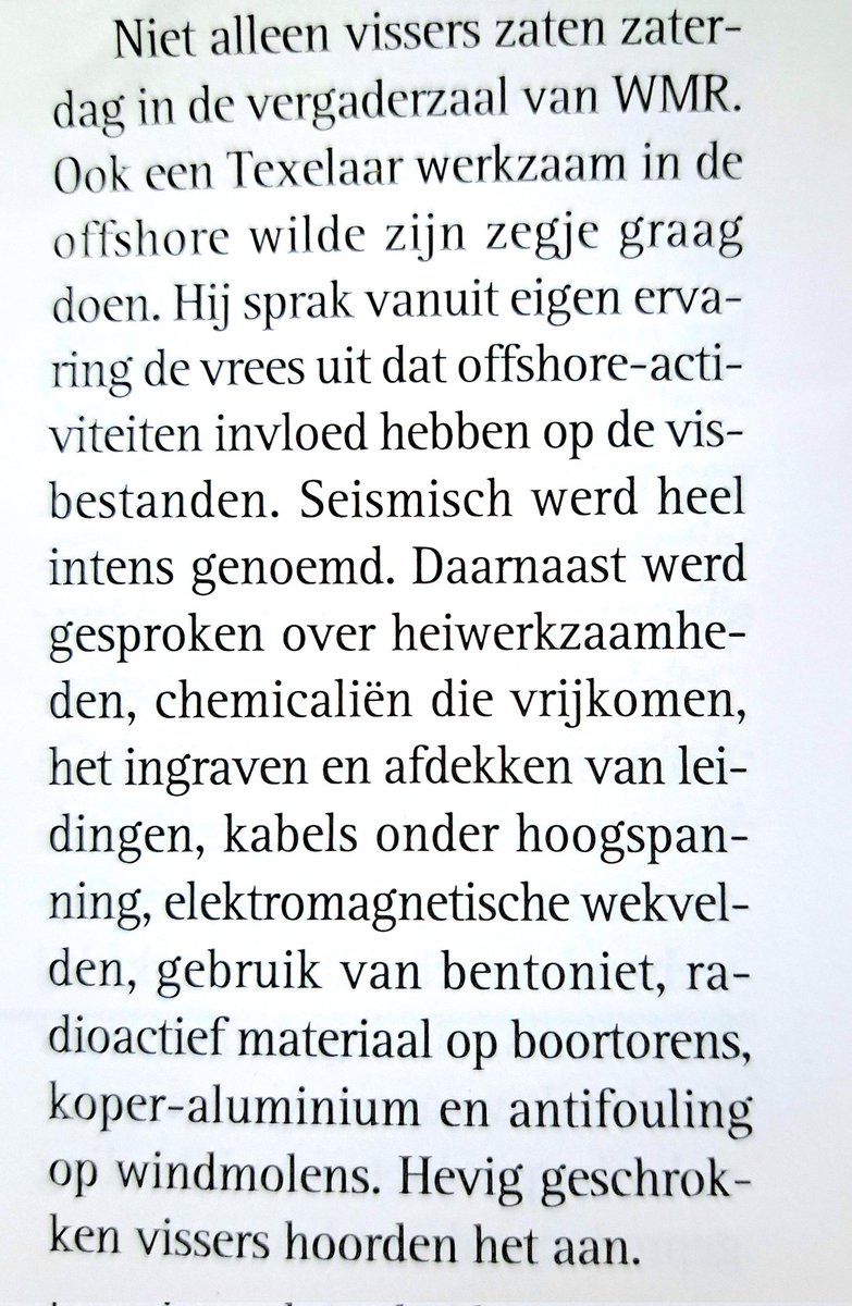 EMKvissers's tweet photo. IMPACT OFFSHORE WINDTURBINES op zeemilieu mogelijk nog ingrijpender dan eerder voorspeld | 

Dit 👇 zei een #klokkenluider vorige week in IJmuiden tijdens een bijeenkomst van @WURmarine over de mysterieuze verdwijning van tong. 

Bron: artikel papieren editie van @visserijnieuws https://t.co/ODROqndalf