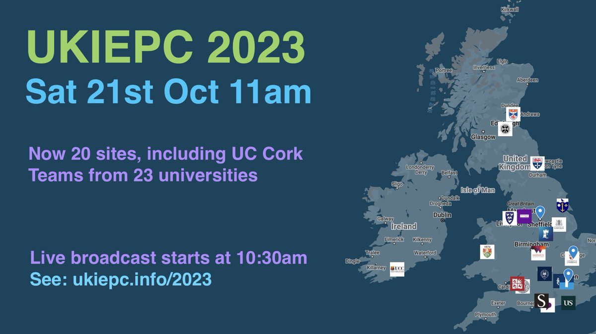 UK & Ireland Programming Contest (@ukiepc) on Twitter photo #ukiepc 2023 is all prepared for tomorrow morning. We welcome <a href="/UCC/">UCC Ireland</a> as our 20th site in the UK & Ireland programming contest. See you all at 10:30 for the start of the live broadcast introduction.
ukiepc.info/2023 #ukiepc 2023 is all prepared for tomorrow morning. We welcome <a href="/UCC/">UCC Ireland</a> as our 20th site in the UK & Ireland programming contest. See you all at 10:30 for the start of the live broadcast introduction.
ukiepc.info/2023