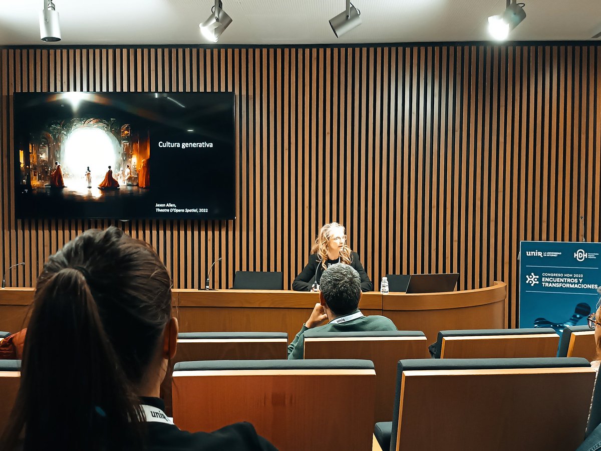 Acaba el <a href="/CongresoHDH2023/">VI Congreso Humanidades Digitales Hispánicas 2023</a>, con una ponencia plenaria de Nuria Rodríguez sobre el cambio epistémico que suponen los modelos generativos para las humanidades digitales. Después de un debate sobre qué son las humanidades digitales, volvemos a 2023. En <a href="/UNIRuniversidad/">Universidad Internacional de La Rioja (UNIR)</a> #hdh2023