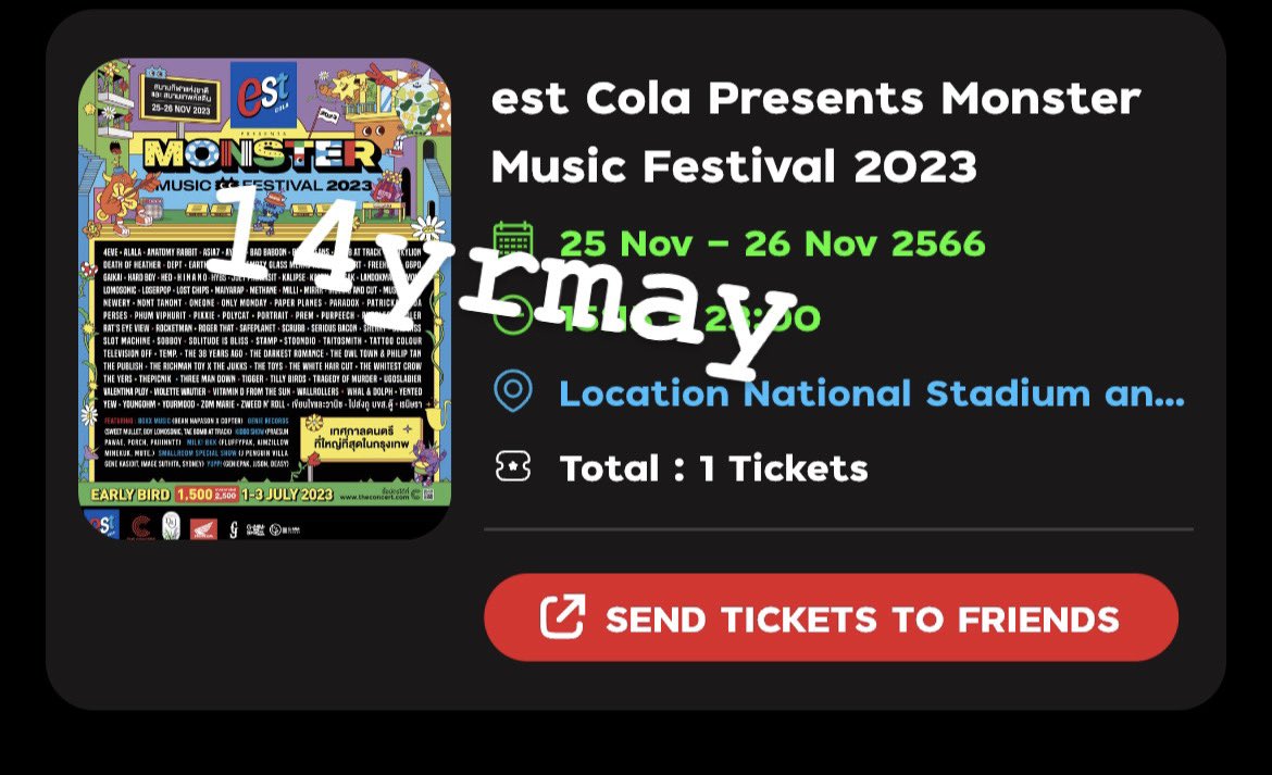 skybybluew4235's tweet photo. ปล่อยบัตร MonsterMusicFestival 1 ใบค่ะ 1,300฿ ขอพร้อมโอนนะคะทางนี้ก็พร้อมส่งงับ ส่งโปรไฟล์ไอจีก่อนได้นะคะ IG:14yrmay 

#MonsterMusicFestival2023
#MonsterMusicFestival
#ปล่อยบัตรคอนเสิร์ต https://t.co/4iirQCz2ti