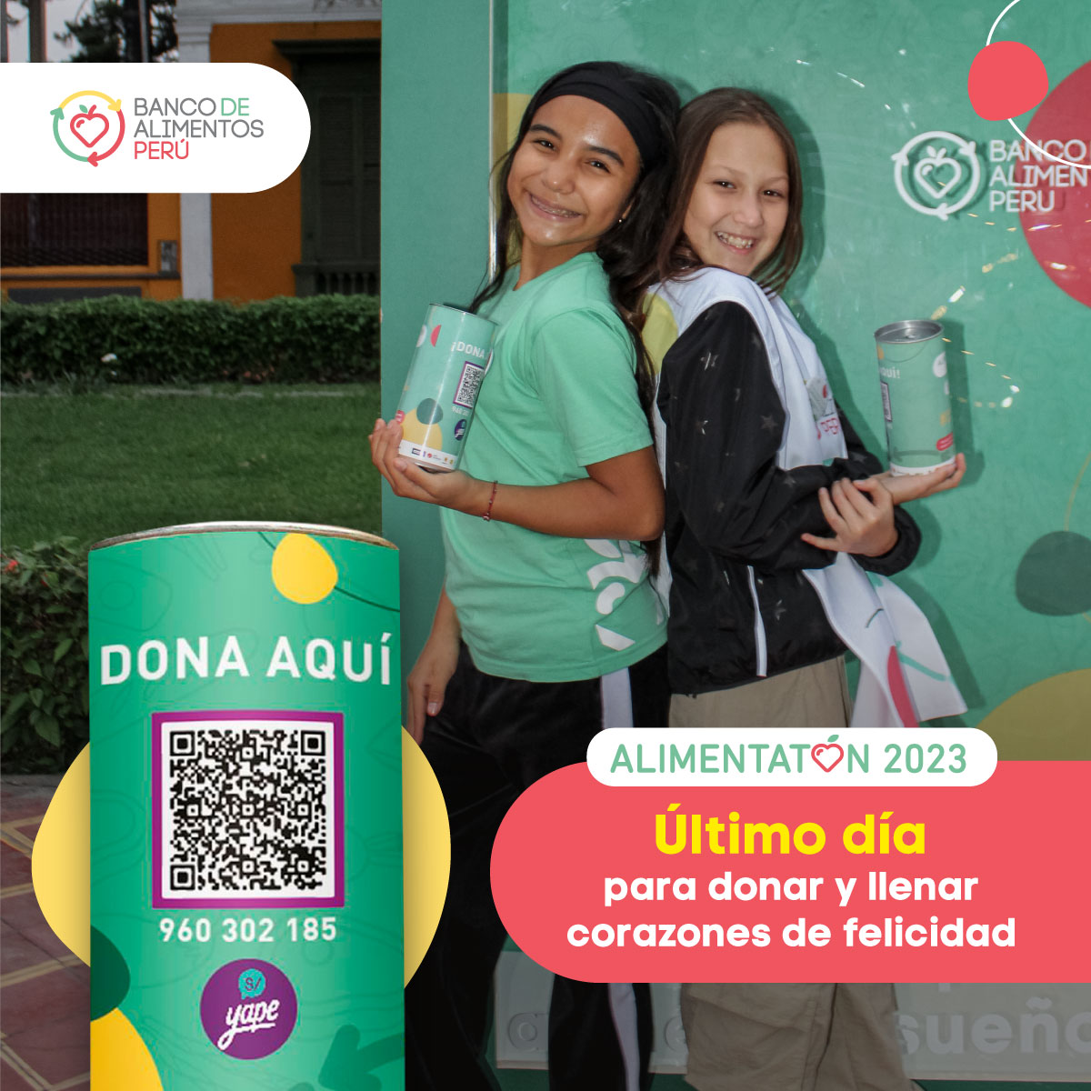 #Alimentatón2023 | La felicidad es donar, y hoy es el último día para ser parte de ella. Tu donación puede iluminar vidas. 💙🍽️
📱Yapea al 960302185

◾️BCP soles

CTA CTE: 194 2207681 0 07
CCI: 002 194 002207681007 90
◾️BCP dólares
CTA: 194 220 9424 123