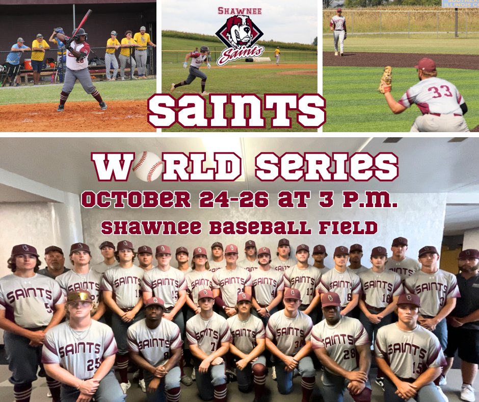 ShawneeCollege's tweet photo. Coming next week is the Saints World Series. It's happening Tuesday, Wednesday, and Thursday at 3 p.m. on the Saints Baseball Field. Stop by and check it out! #WeAreShawnee #saints #baseball https://t.co/kdjGgZVEoz