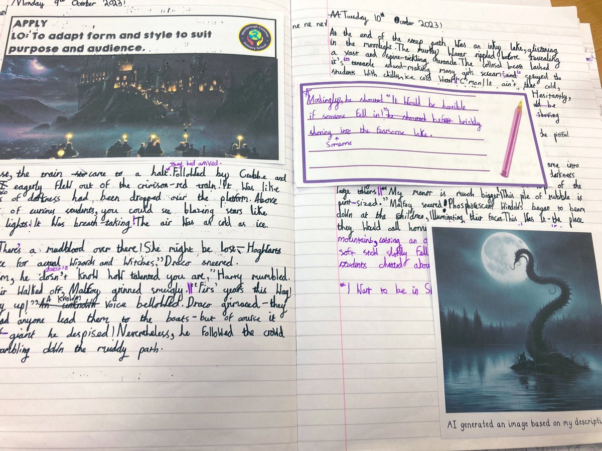 WCPSc2024's tweet image. We used AI to generate images based on our descriptive narratives 🤩 this helped us to know how well we had described our settings 👍🏻 @WCommonPS #WCPSliteracy #edutech @Education_IT